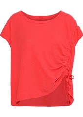 Current/elliott Woman The Ruched Muscle Cotton-jersey T-shirt Papaya