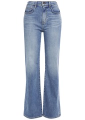 Current/elliott Woman The Scooped Jarvis Faded Mid-rise Flared Jeans Light Denim