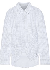 Current/elliott Woman The South Canon Ruched Polka-dot Cotton-blend Shirt White
