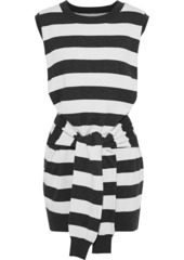 Current/elliott Woman The Suns Out Tie-front Striped Cotton And Cashmere-blend Mini Dress Black