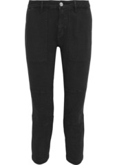 Current/elliott Woman The Weslan Cropped Lace-up Cotton-blend Twill Skinny Pants Black