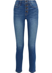 Current/elliott Woman The Zig-zag Morris Faded High-rise Skinny Jeans Mid Denim