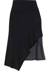 Cushnie Woman Asymmetric Chiffon-paneled Crepe De Chine Skirt Black