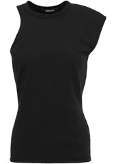 Cushnie Woman Asymmetric Stretch-knit Top Black
