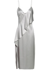 Cushnie Woman Draped Silk-satin Midi Slip Dress Light Gray