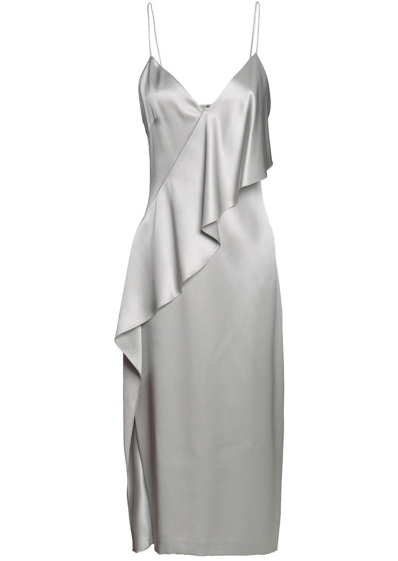 gray silk slip dress