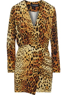 Cushnie - Wrap-effect pleated leopard-print silk crepe de chine mini dress - Animal print - US 2