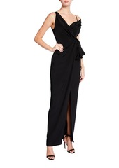 Cushnie Off-the-Shoulder Silk Draped Gown