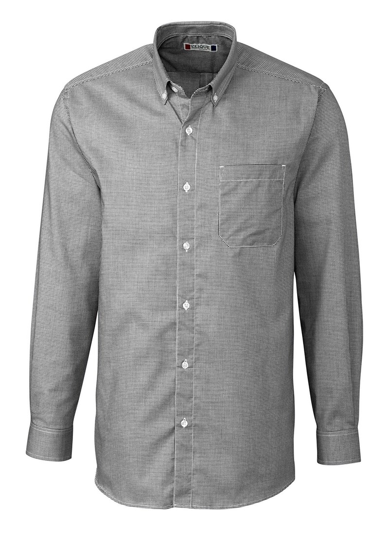 Cutter & Buck Clique Men's Long-Sleeve Granna Stain Resistant Houndstooth Shirt