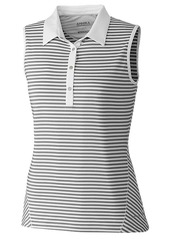 Cutter & Buck Annika Women's Moisture Wicking Drytec 50+ UPF Sleeveless Stripe Polo Shirt zinc
