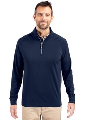 Cutter & Buck Big & Tall Adapt Eco Knit Stretch Recycled Quarter Zip Pullover Jacket - Tour blue