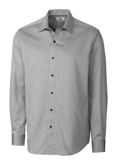 Cutter & Buck Epic Easy Care Miniherringbone Button-Up Shirt in Charcoal at Nordstrom Rack