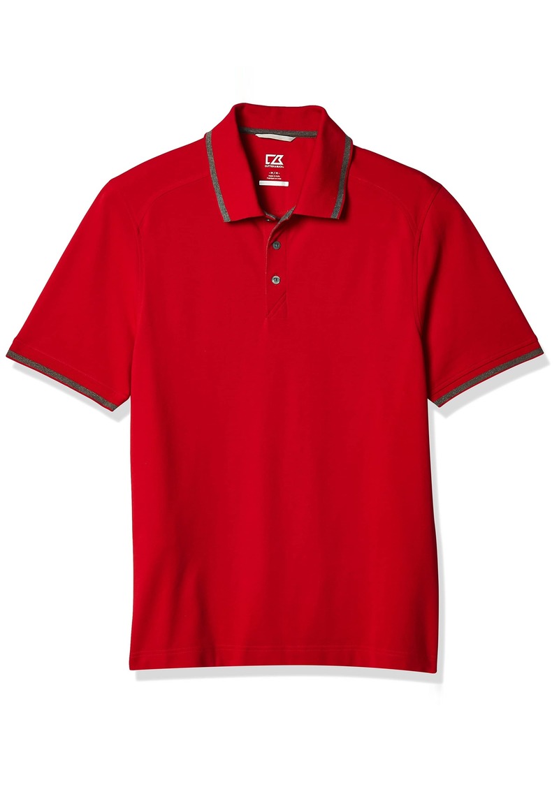 Cutter & Buck Men's 35+ UPF Lightweight Cotton Advantage Tipped Polo Shirt red