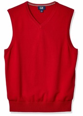 Cutter & Buck Men's Cotton-Rich Lakemont Anti-Pilling V-Neck Sweater Vest Cardinal red
