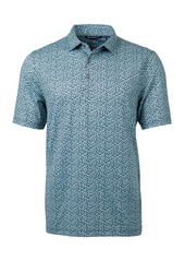 Cutter & Buck Men's Cutter Buck Pike Magnolia Print Stretch Polo Shirt - Gelato/navy blue