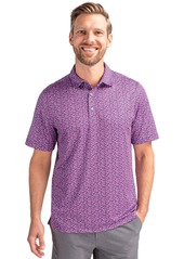 Cutter & Buck Men's Cutter Buck Pike Magnolia Print Stretch Polo Shirt - Gelato/navy blue