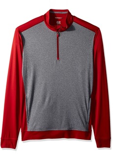 Cutter & Buck Men's Drytec 50+ UPF Replay Colorblock Zip Pullover with Pockets Cardinal red  Big
