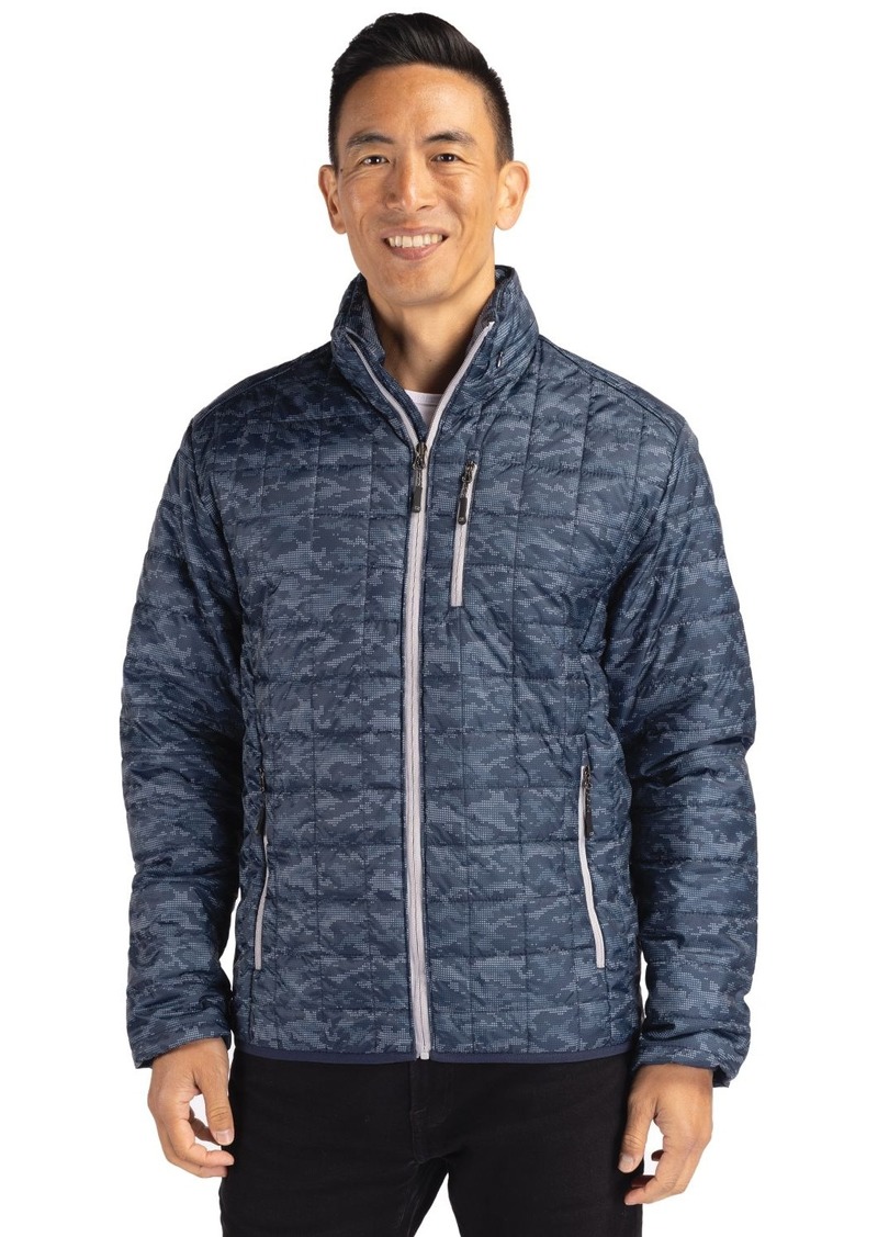 Cutter & Buck Men's Rainier PrimaLoft Eco Insulated Full Zip Printed Puffer Jacket - Dark navy