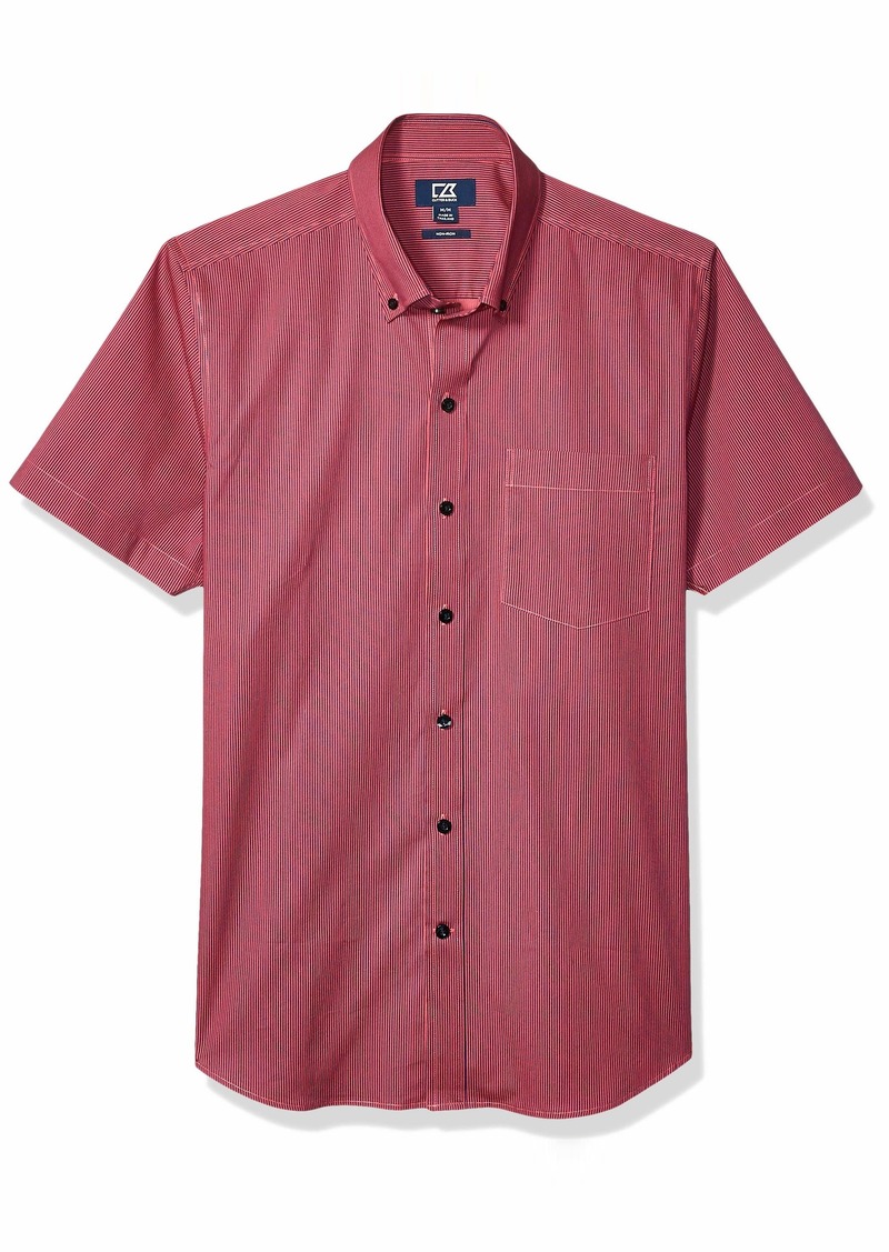 Cutter & Buck Men's Short Sleeve Strive Rail Stripe Button Up Shirt  XL