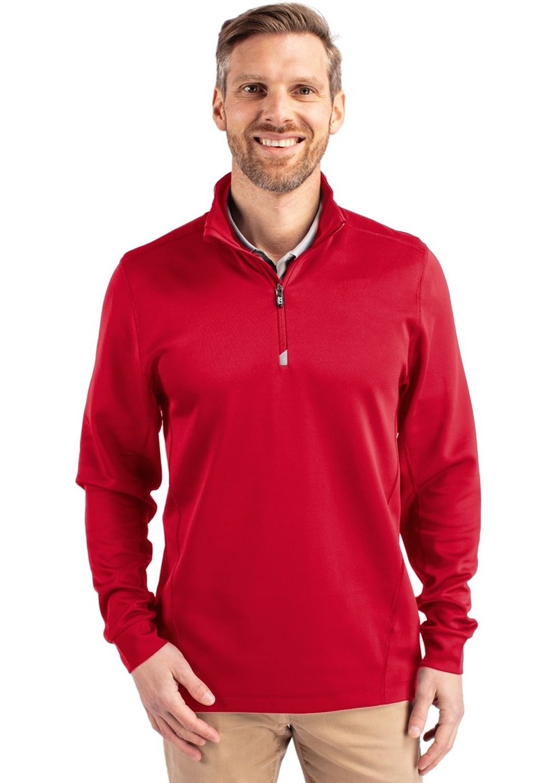 Cutter & Buck Men's Traverse Stretch Quarter Zip Pullover Jacket - Red