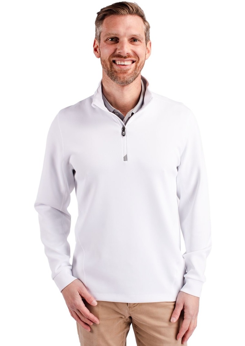 Cutter & Buck Men's Traverse Stretch Quarter Zip Pullover Jacket - White