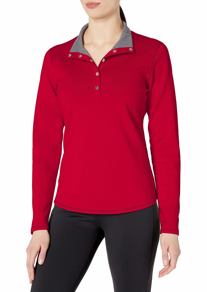 Cutter & Buck Women's 50+ UPF Stretch Evergreen Reversible Snap Placket Pullover red a