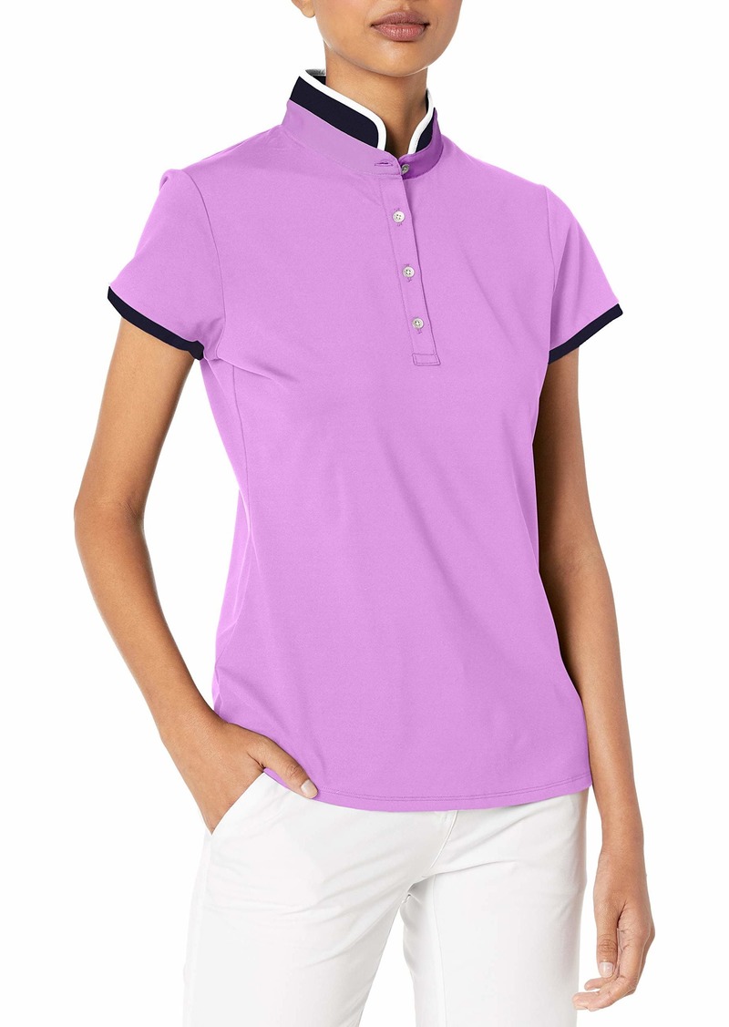 Cutter & Buck Women's Moisture Wicking UPF 50+ Mock Neck Cap Sleeve Polo Shirt