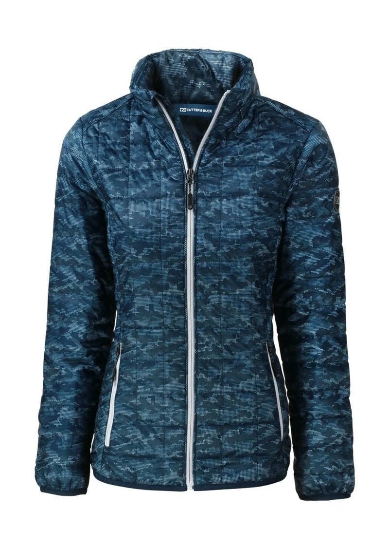 Cutter & Buck Women's Rainier PrimaLoft Eco Insulated Full Zip Printed Puffer Jacket - Navy