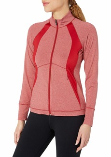 Cutter & Buck Women's Smooth Melange Stripe Shoreline Colorblock Full Zip Jacket Cardinal red Heather XXX-Large
