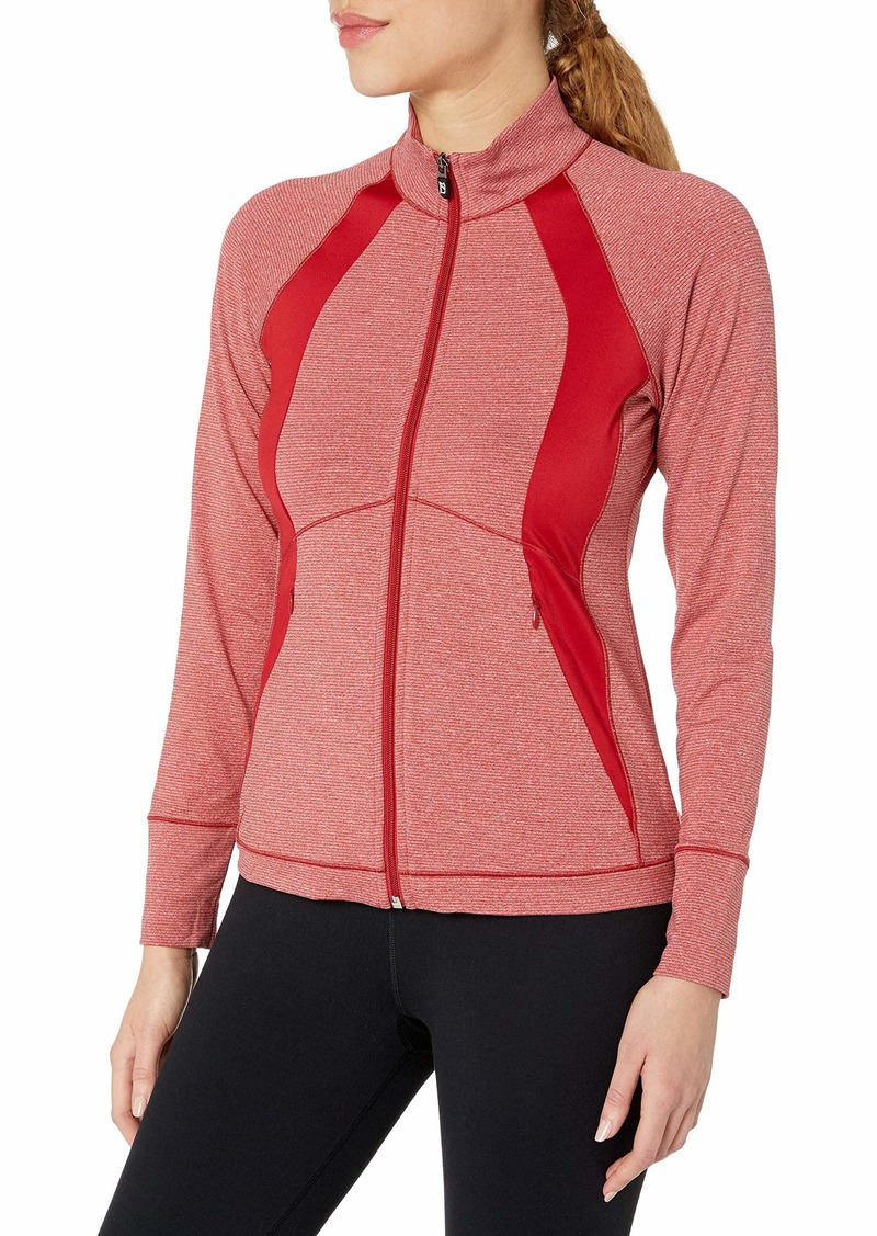 Cutter & Buck Women's Smooth Melange Stripe Shoreline Colorblock Full Zip Jacket Cardinal red Heather