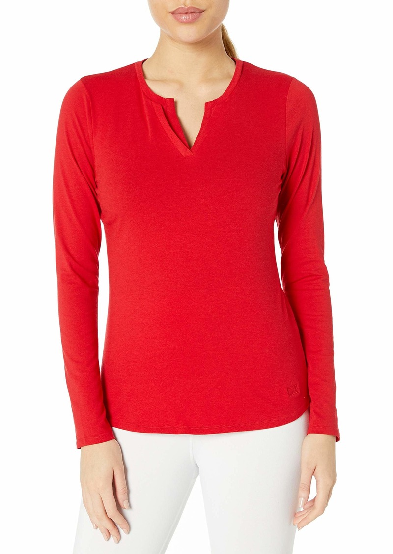 Cutter & Buck Women's Stretch Jersey Blend Avail Double V-Neck Long Sleeve Shirt red