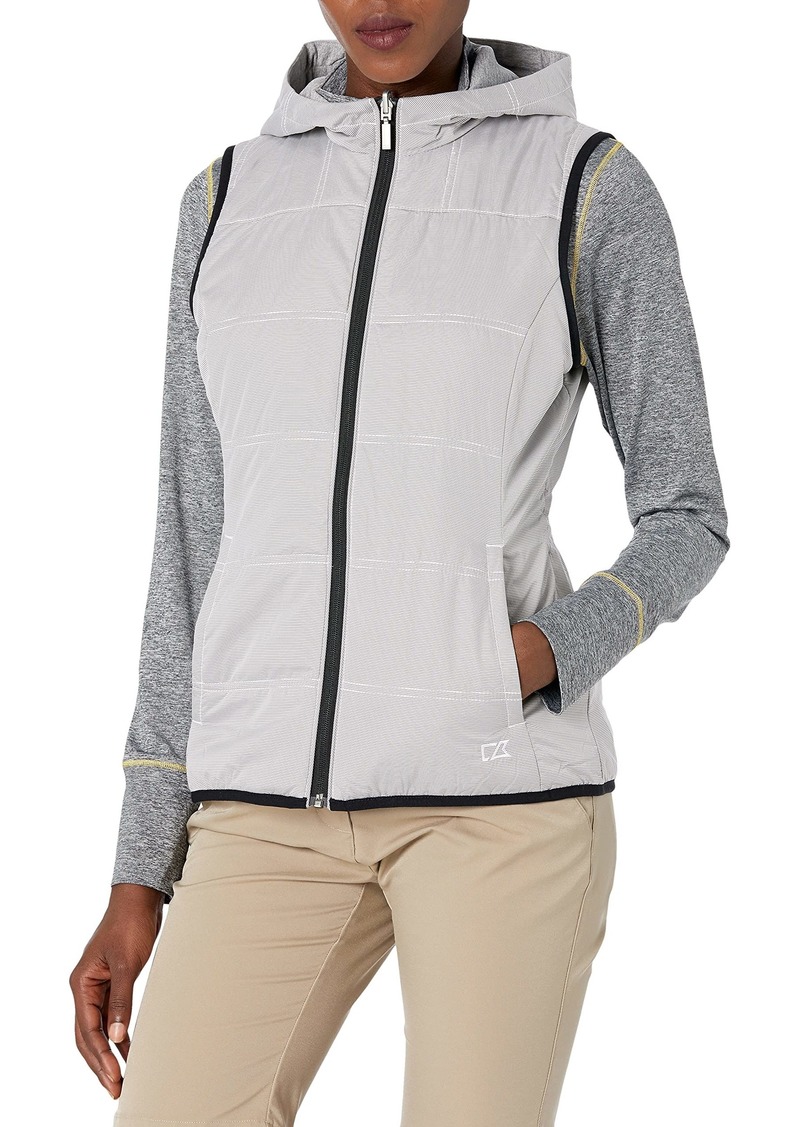 Cutter & Buck Women's Stripe Cora Layerable Reversible Hooded Vest with Pockets  XSmall