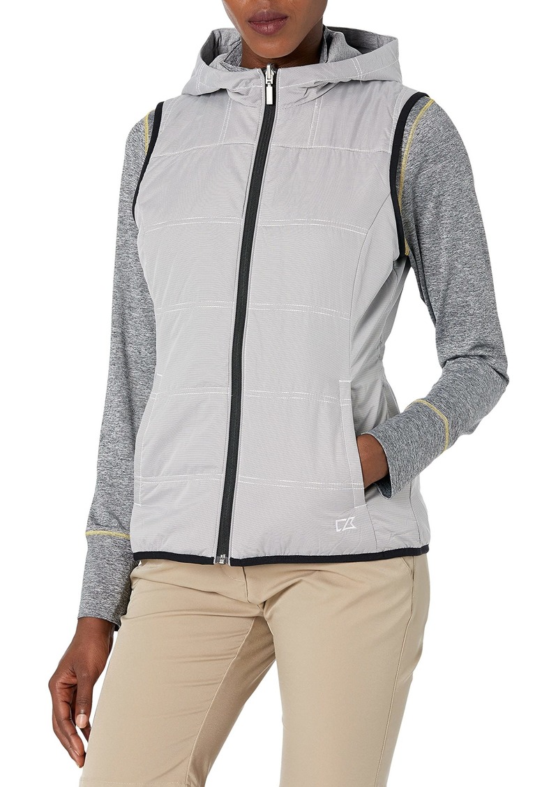 Cutter & Buck Women's Stripe Cora Layerable Reversible Hooded Vest with Pockets