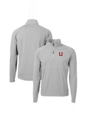 Men's Cutter & Buck Gray Utah Utes Adapt Eco Knit Hybrid Recycled Quarter-Zip Pullover Top at Nordstrom