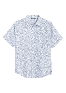 Cutter & Buck Windward Mineral Short Sleeve Button-Up Shirt in White/Indigo at Nordstrom Rack