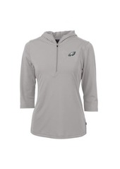 Women's Cutter & Buck Gray Philadelphia Eagles Virtue Eco Pique Half-Zip 3/4 Sleeve Pullover Hoodie at Nordstrom