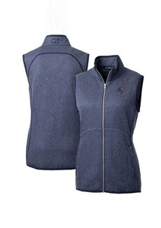 Women's Cutter & Buck Heathered Navy Tampa Bay Buccaneers Mainsail Basic Sweater Knit Fleece Full-Zip Vest