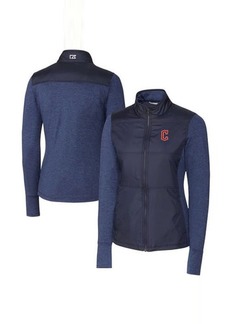 Women's Cutter & Buck Navy Cleveland Guardians DryTec Stealth Hybrid Quilted Full-Zip Windbreaker Jacket at Nordstrom