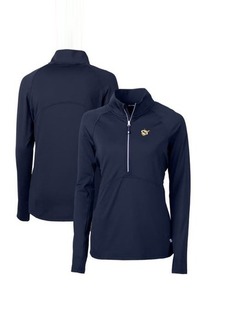 Women's Cutter & Buck Navy West Virginia Mountaineers Adapt Eco Knit Stretch Recycled Half-Zip Pullover Top at Nordstrom