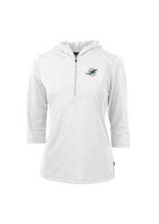 Women's Cutter & Buck White Miami Dolphins Virtue Eco Pique Half-Zip 3/4 Sleeve Pullover Hoodie at Nordstrom