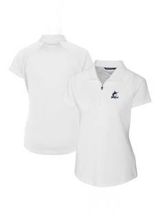 Women's Cutter & Buck White Miami Marlins DryTec Forge Stretch Polo at Nordstrom