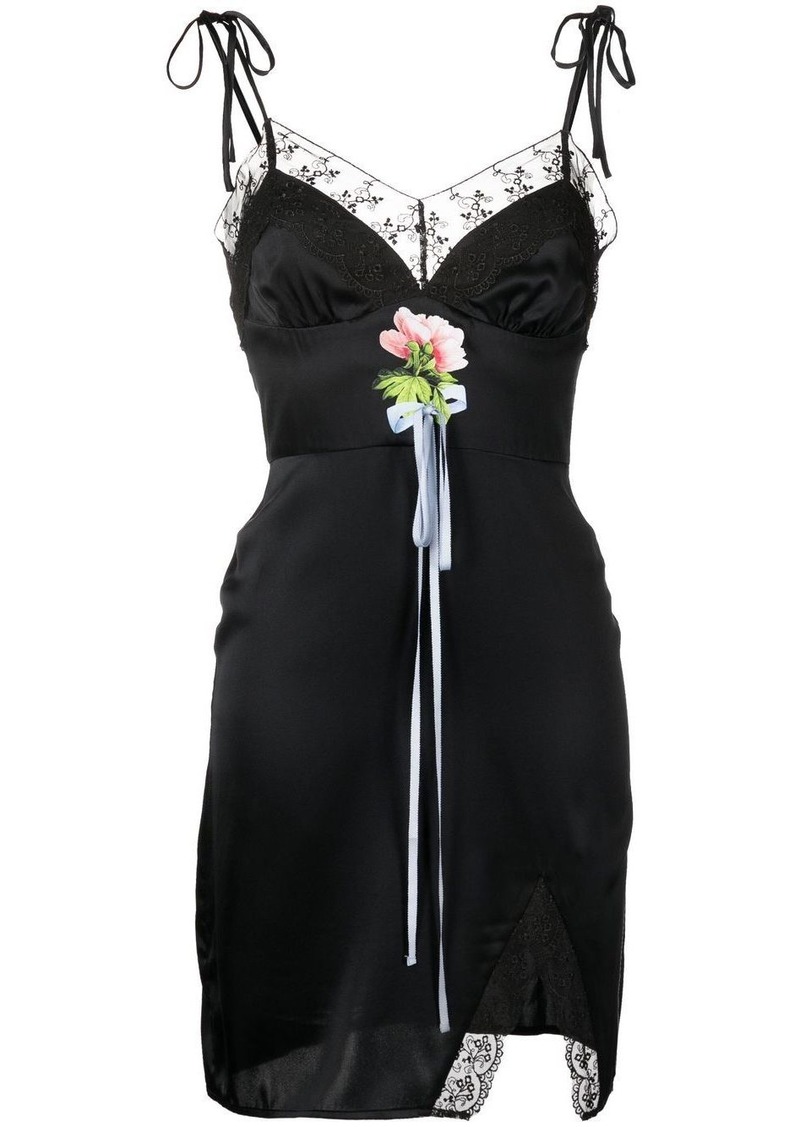 Cynthia Rowley bow-detail lace-trim silk dress