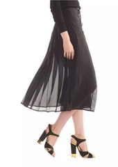 Cynthia Rowley Buckle Pleated Organza Midi-Skirt