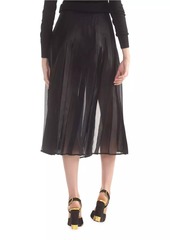 Cynthia Rowley Buckle Pleated Organza Midi-Skirt