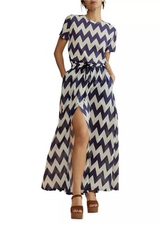 Cynthia Rowley Chevron Cotton Voile Maxi Skirt