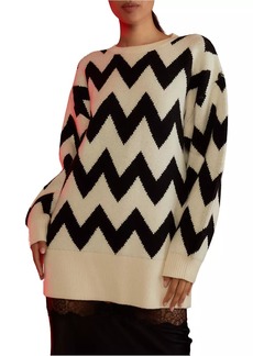 Cynthia Rowley Chevron Intarsia-Knit Sweater