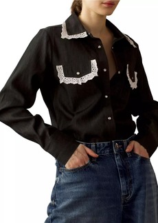 Cynthia Rowley Cotton Lace-Trim Shirt
