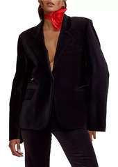 Cynthia Rowley Cotton Velvet Single-Button Blazer