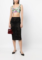 Cynthia Rowley crystal lace mesh pencil skirt