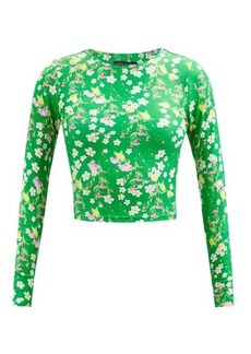 Cynthia Rowley - Sunkissed Floral-print Long-sleeved Rash Guard - Womens - Green Print